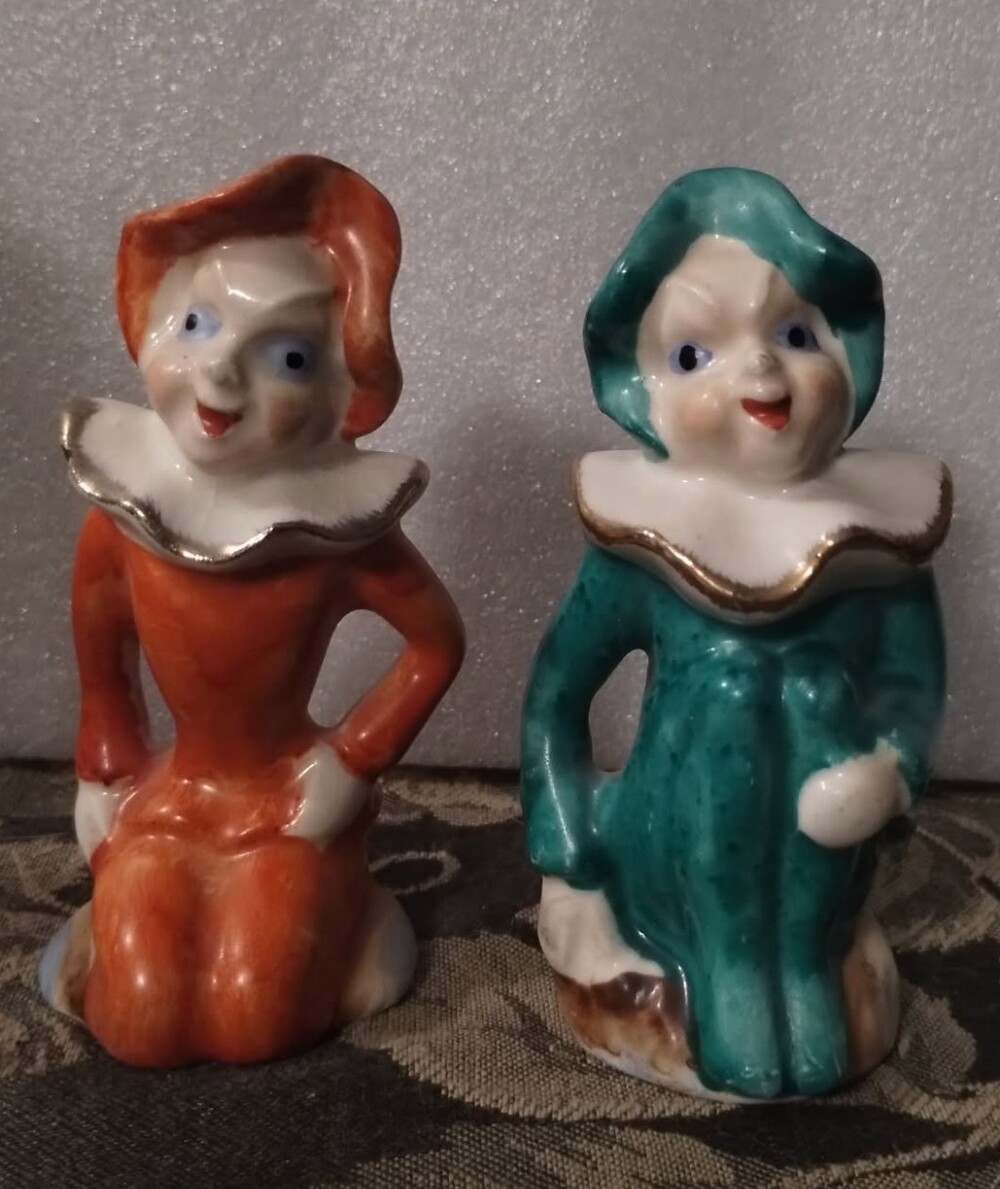 Vintage Pixies Elves Occupied Japan Salt and pepper Shakers Ceramic Figurines